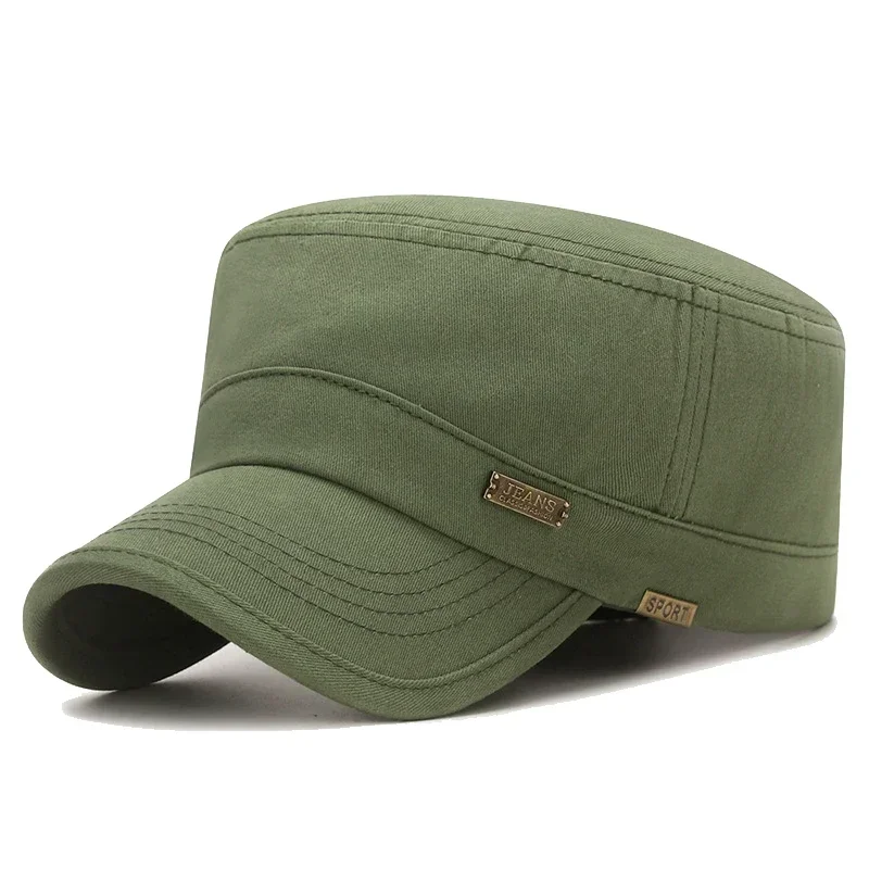 Chapéus snapback de algodão para esportes ao ar livre, boné de beisebol, boné de cadete militar plano, estilo clássico, estilo casual, nova moda