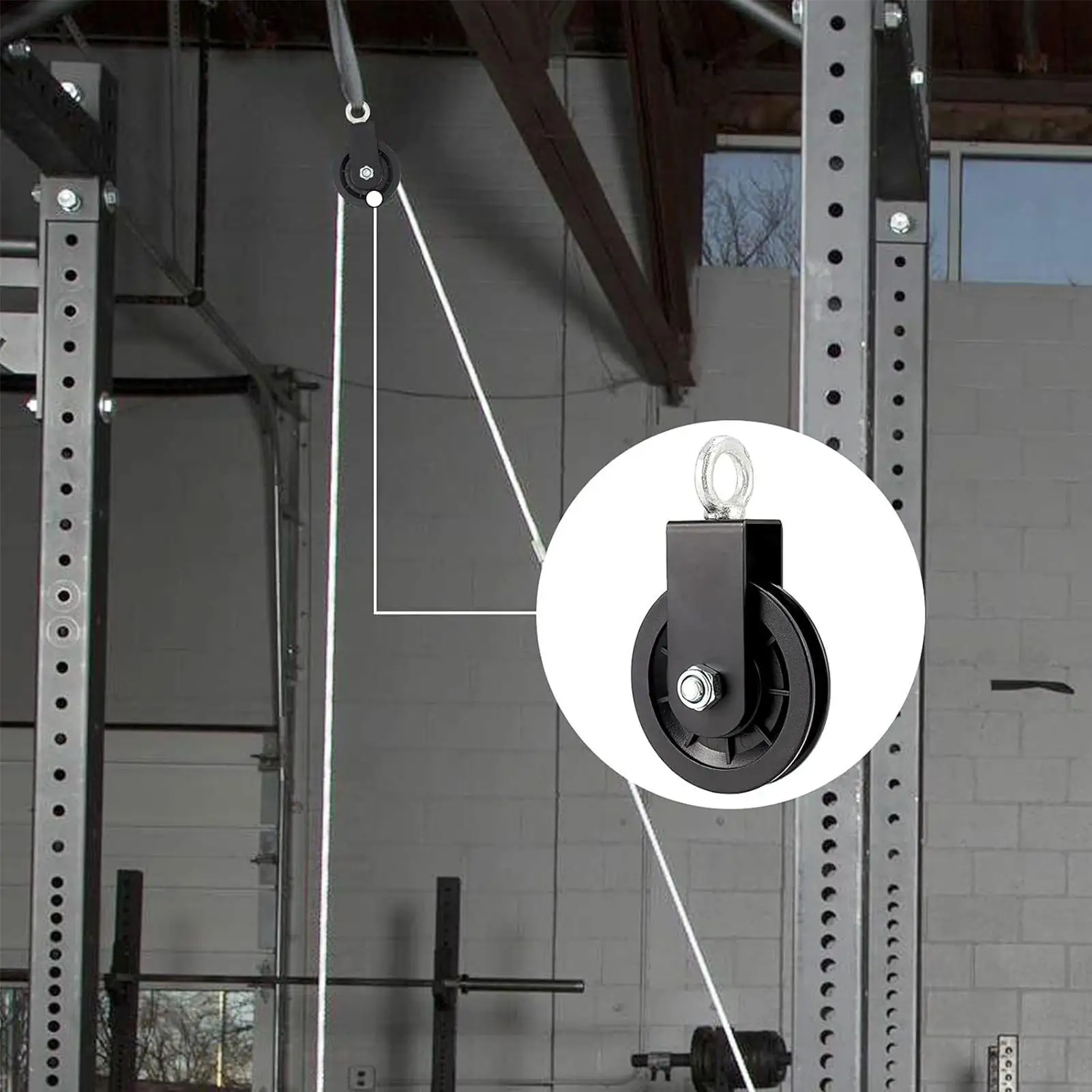 Gym Pulley Wheel Heavy Duty Steel Smooth Fitness Equipment 2 Pieces Home Gym Cable Pulley System for Workout Clotheslines Cranes