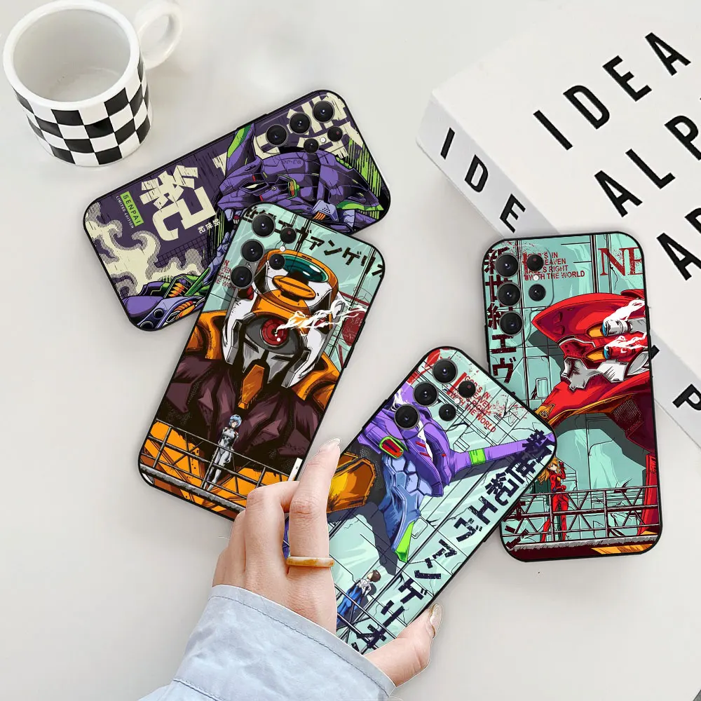 Black Soft Phone Case For Samsung Galaxy S25 S24 S23 S22 S21 S20 Ultra S10 Plus Fe S25Ultra N-Neon G-Genesis E-Evangelion Cover