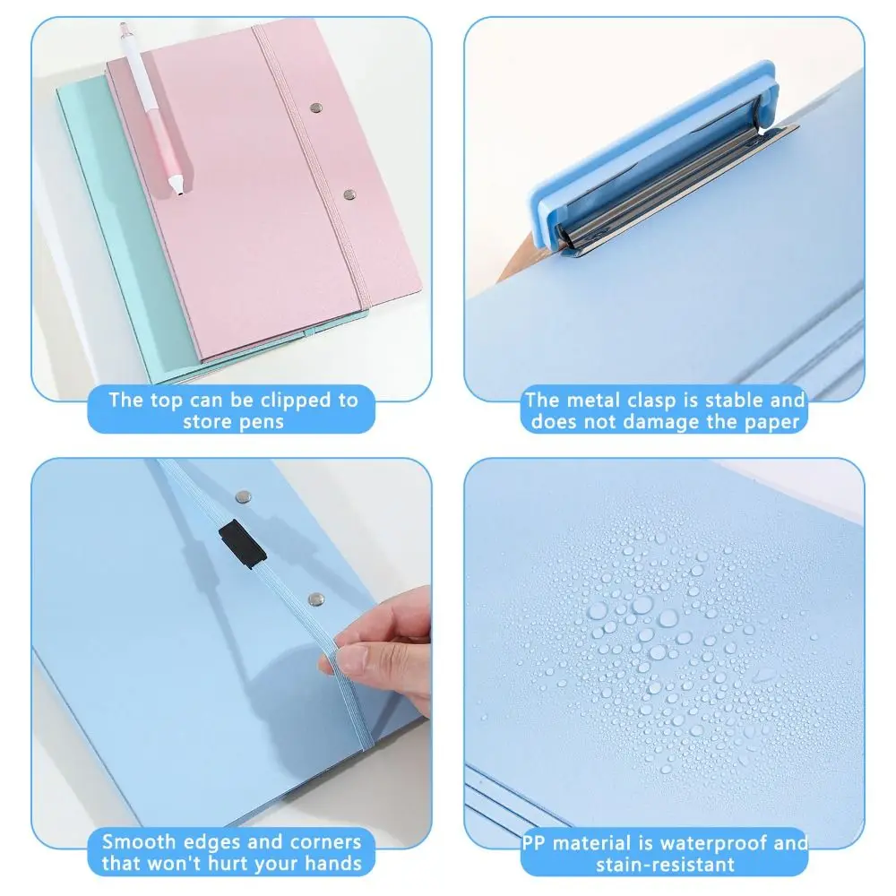 1pc High Quality PP A5 Clipboard Folder Foldable with Elastic Strap Clipboard Morandi Color Paper Clip Board Students