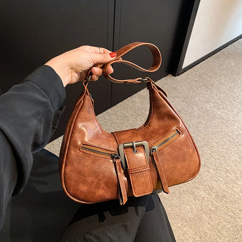 Luxe Designer Handtas Casual Schoudertassen Damesmode Gesp Tas Dagelijks Effen Schoudertas Dames Handtassen Vintage Tas