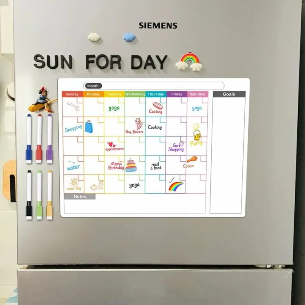 1Pcs New Monthly Weekly Planner Fridge Magnets Soft Magnetic Calendar Sticker Erasable 28x21cm Note Message Board Refrigerator