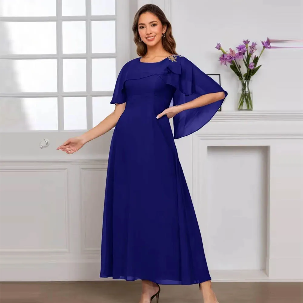 

Customized Chiffon Mother of The Bride Dresses Ankle Length Appliques Wedding Formal Evening Gown Wedding Party Dresses