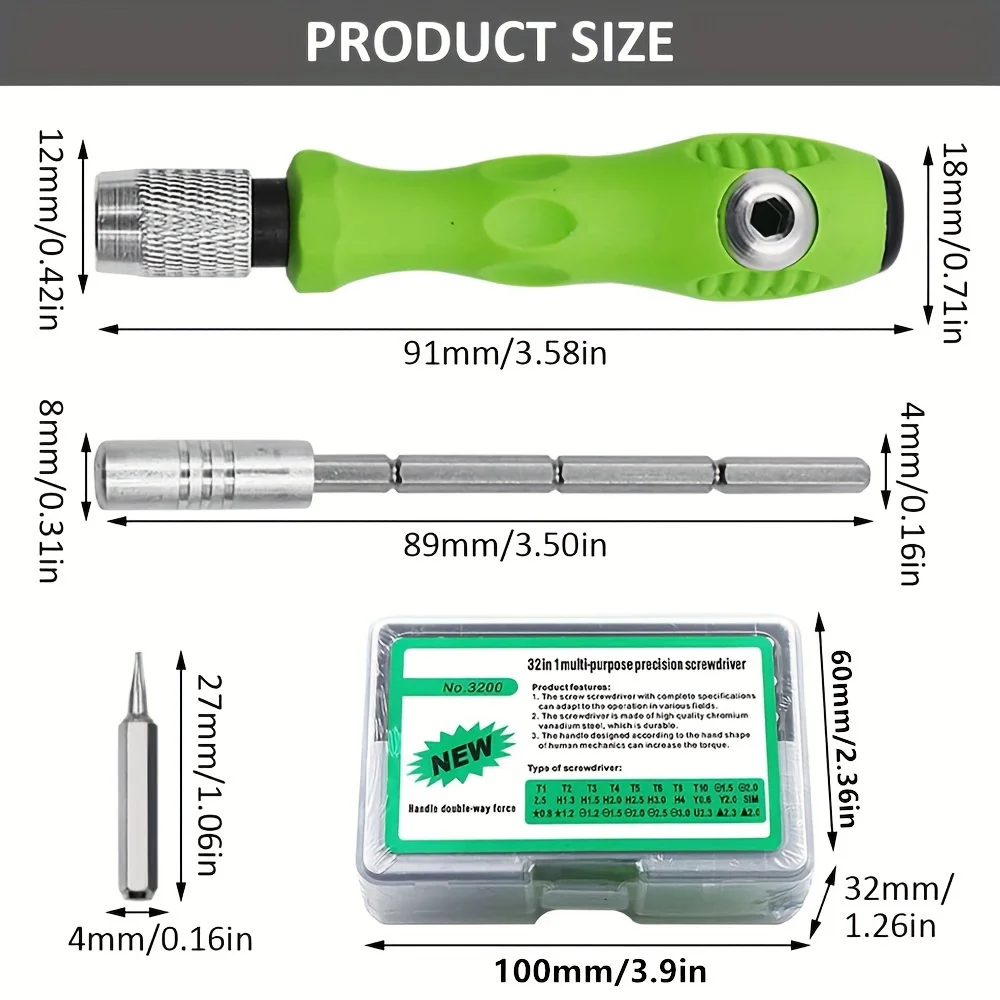 Juego de destornilladores de reparación de herramientas 32 en 1, Mini destornillador magnético de precisión, Kit de brocas, teléfono móvil, IPad,