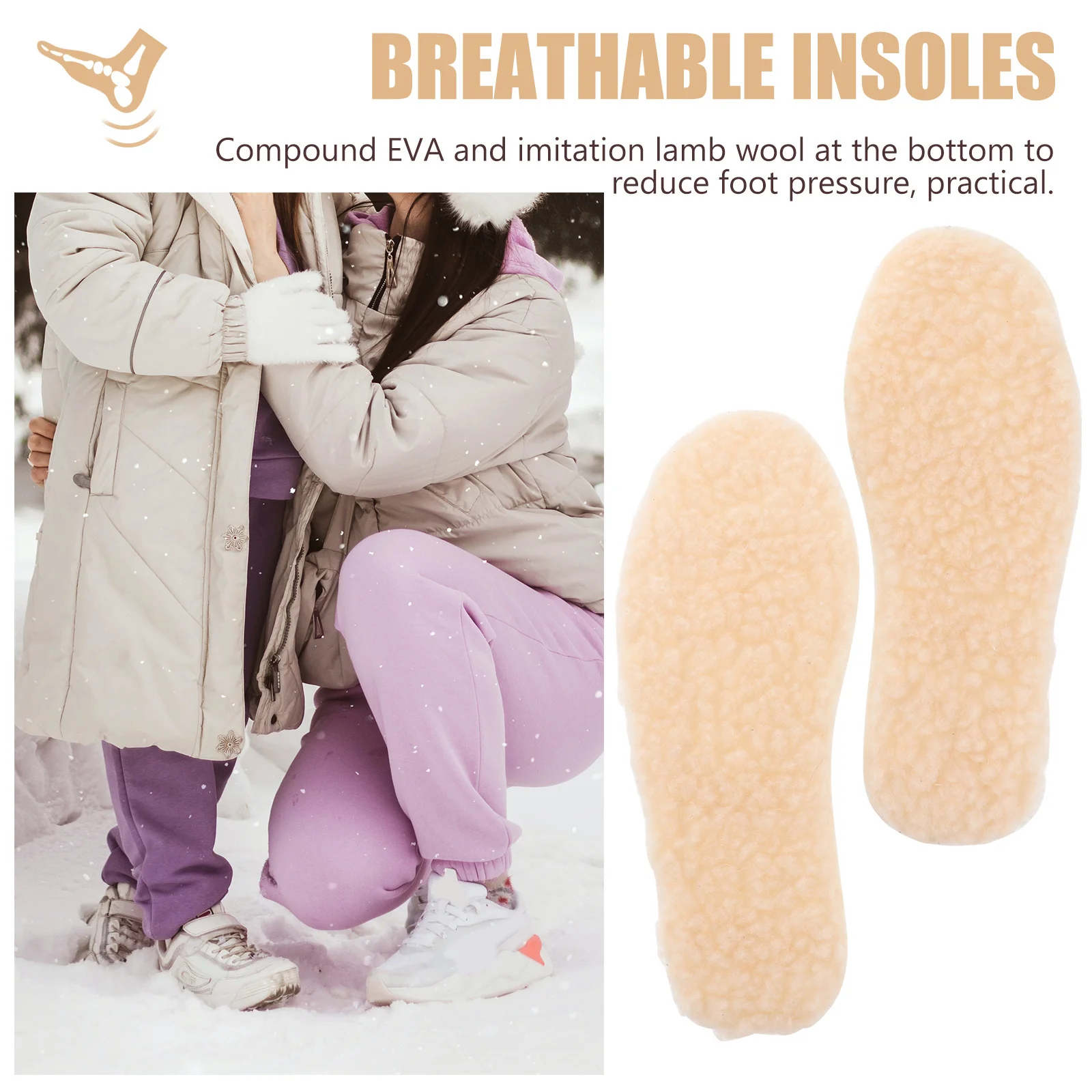 

1Pair Winter Insole Children Warm Breathable Shoes Accessory Baby Shoes-Pad Eva Lamb Wool Soft Comfortable Kids Insole