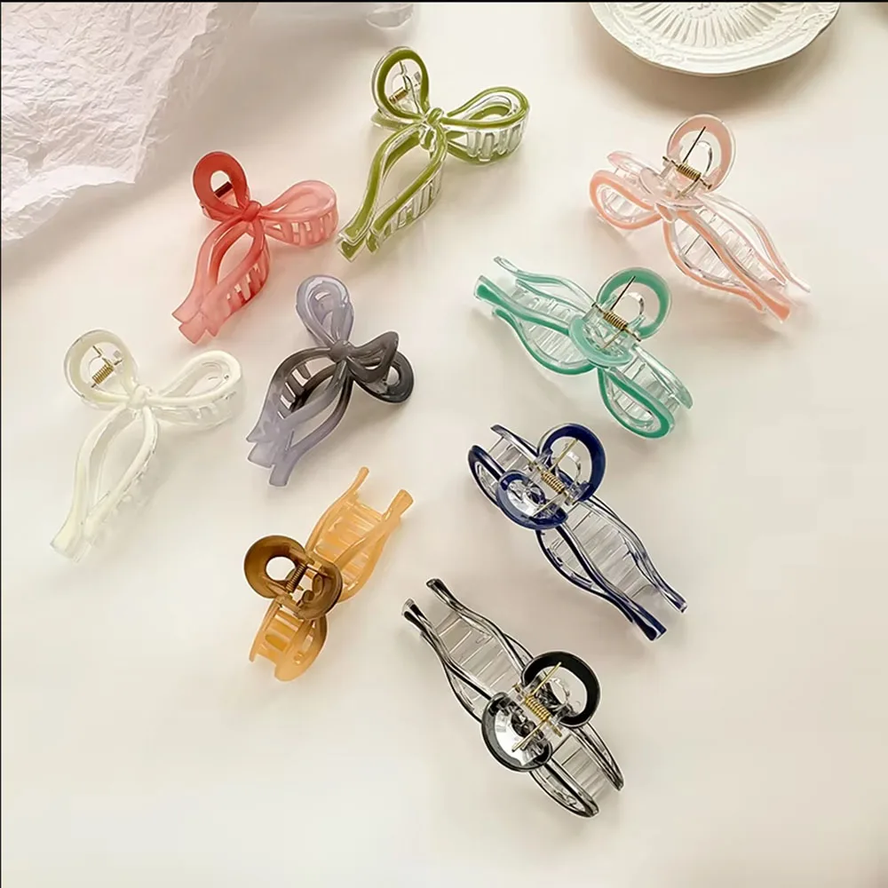 Crab Hair Clips for Women Shark Jelly Clear Claw Clips Scissors Shape Clamp Barrette Hairpin Girls Hair Accessories