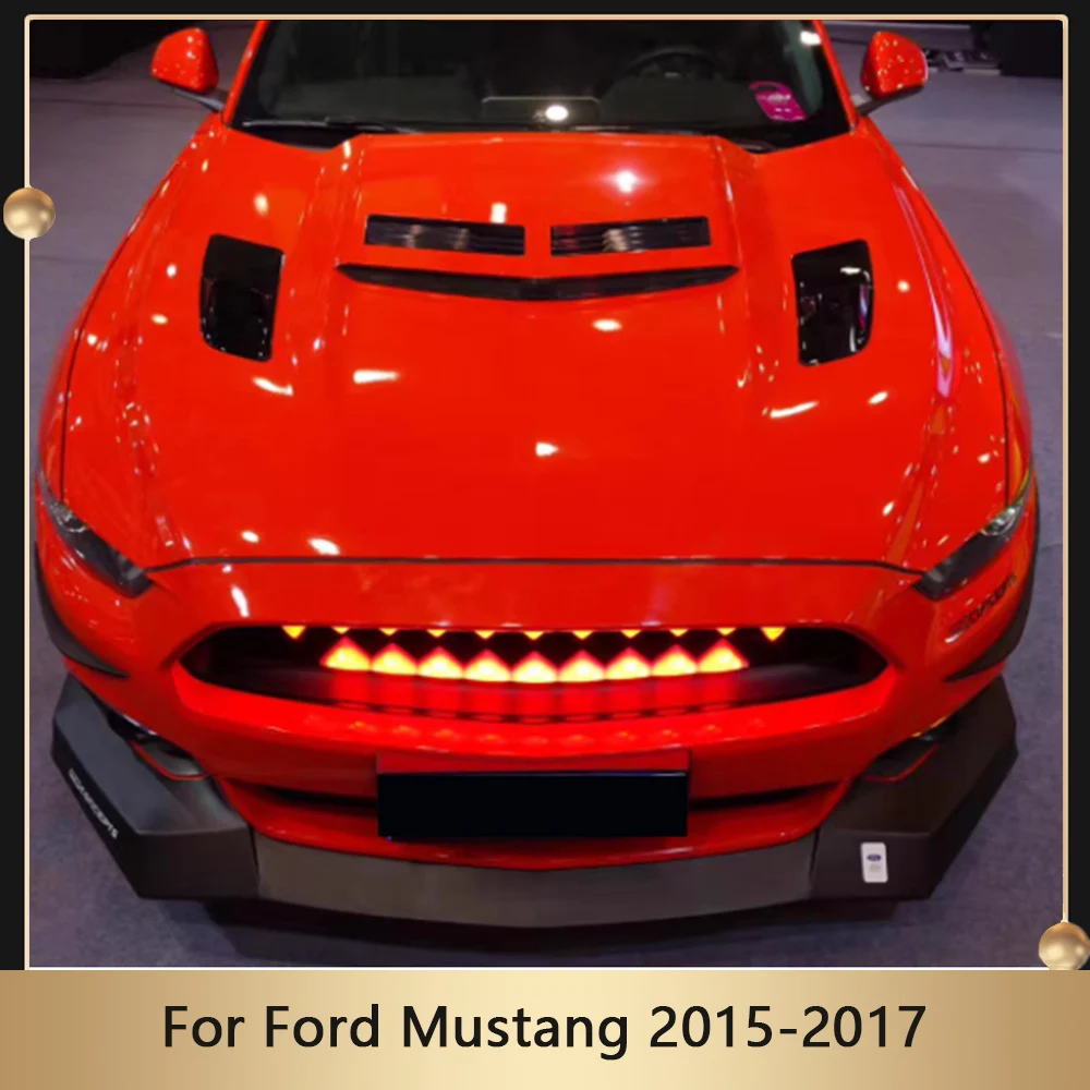 

Fit For Ford Mustang 2015-2017 ABS Matte Black Engine Hood Vent Cover Accessories Machine Cover Engine Cover Decoration