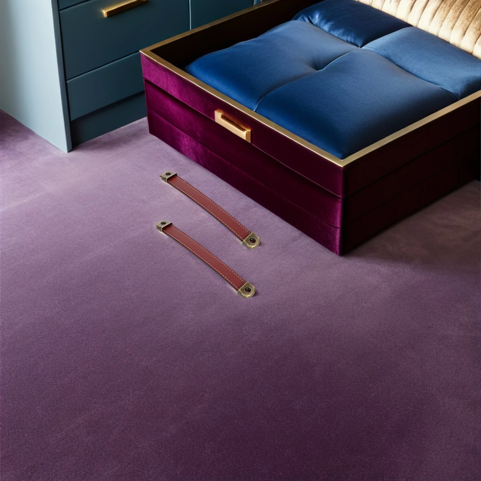 

2Pcs PU Vintage Style Drawer Handles Brown Cabinet Pulls for Dresser Wardrobe Suitcase Furniture Hardware PU Cabinet Handle