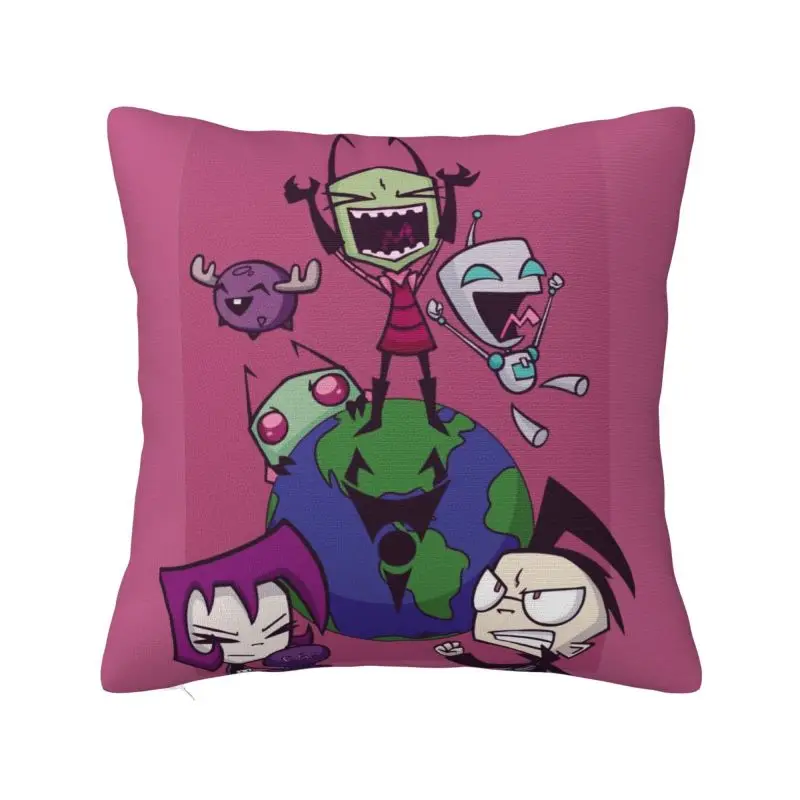 Custom I-Invader Z-Zim Cartoon Cushion Cover Home Decor Print Throw Pillow Case for Living Room Two Side