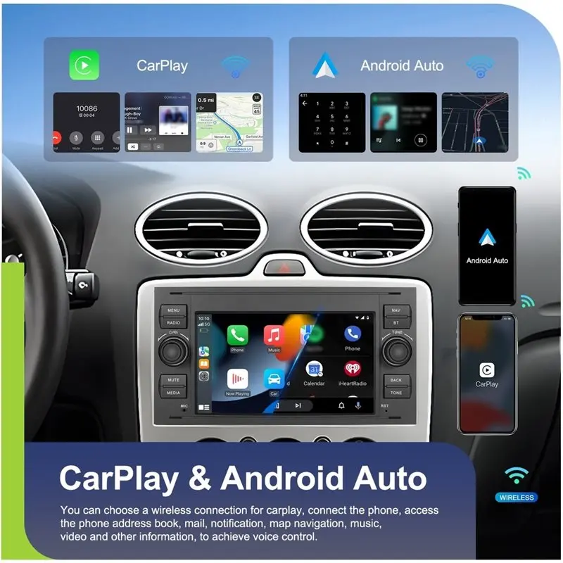 Car Radio Wireless Auto For Transit Fiesta Focus Galaxy Mondeo 4GB+ 32GB 7" Multimedia Video Player DSP GPS-A86G view 2