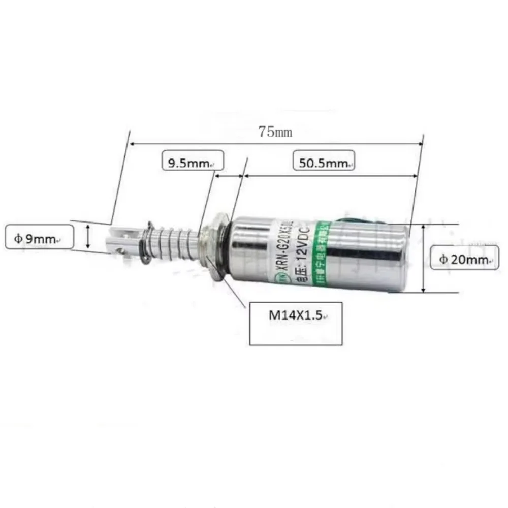 Tubo redondo solenoide de tracción cilíndrico DC imán XRN-20X50L 12V 24V carrera 10mm potencia 20,5W