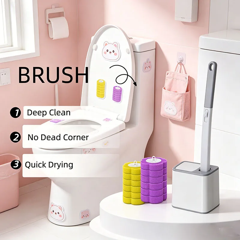 

Toilet BrushToilet Bowl Brush with replacement head Deep Cleaning quick drying Bathroom Toilet Scrubber Household Cleaning Tools