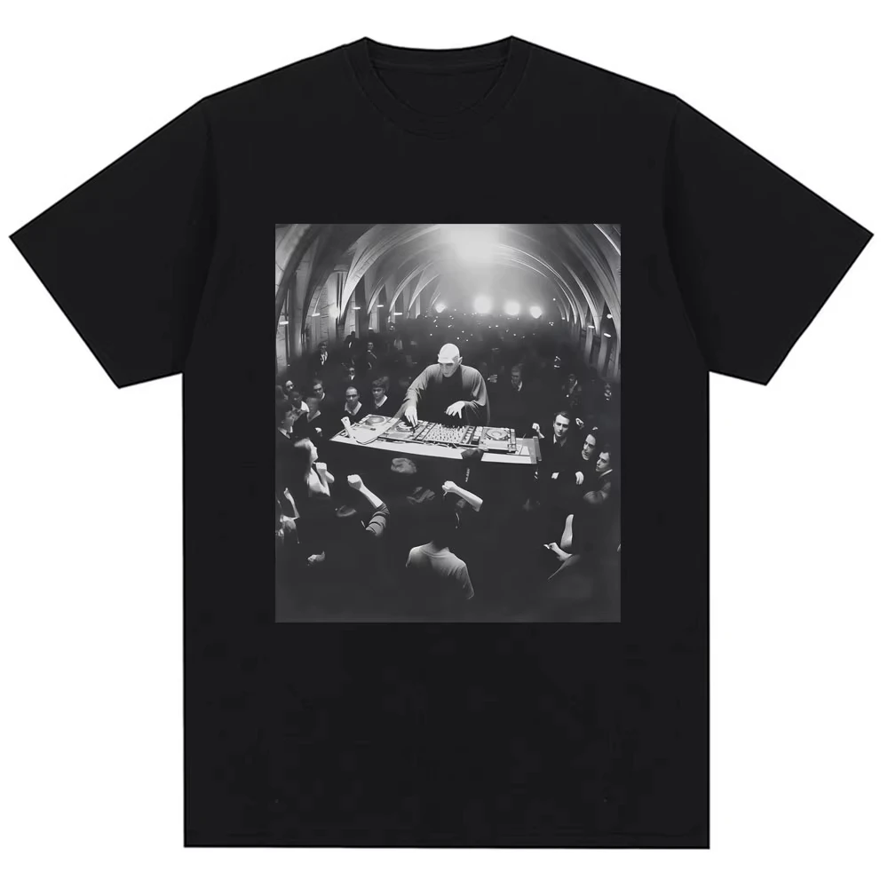 Funny Dj Dark Lord Meme Graphic T-shirt Wizard Rave Party Fashion Vintage T Shirts Men Women Loose Cotton Classic Street T Shirt