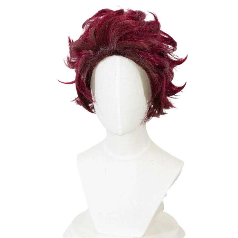 Peluca de Cosplay ND Tanjiro Kamado, peluca de pelo Demon Slayer de Anime, resistente al calor para fiesta de disfraces Comic Con Coser
