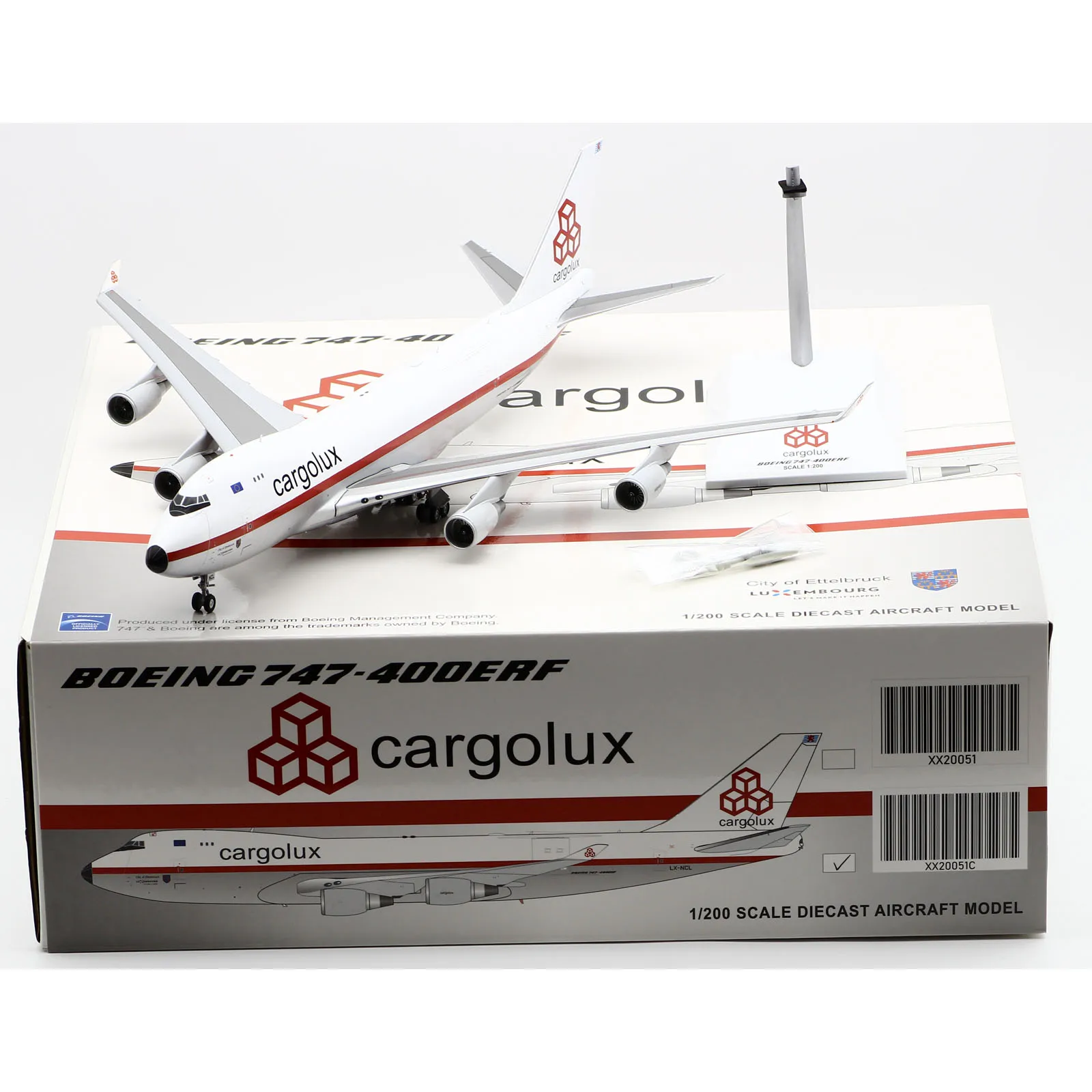 Xx20051 Gelegeerd Verzamelvliegtuig Cadeau Jc Vleugels 1:200 Cargolux Retro Kleurstelling Boeing B747-400 (Er) Diecast Vliegtuig Jet Model LX-NCL