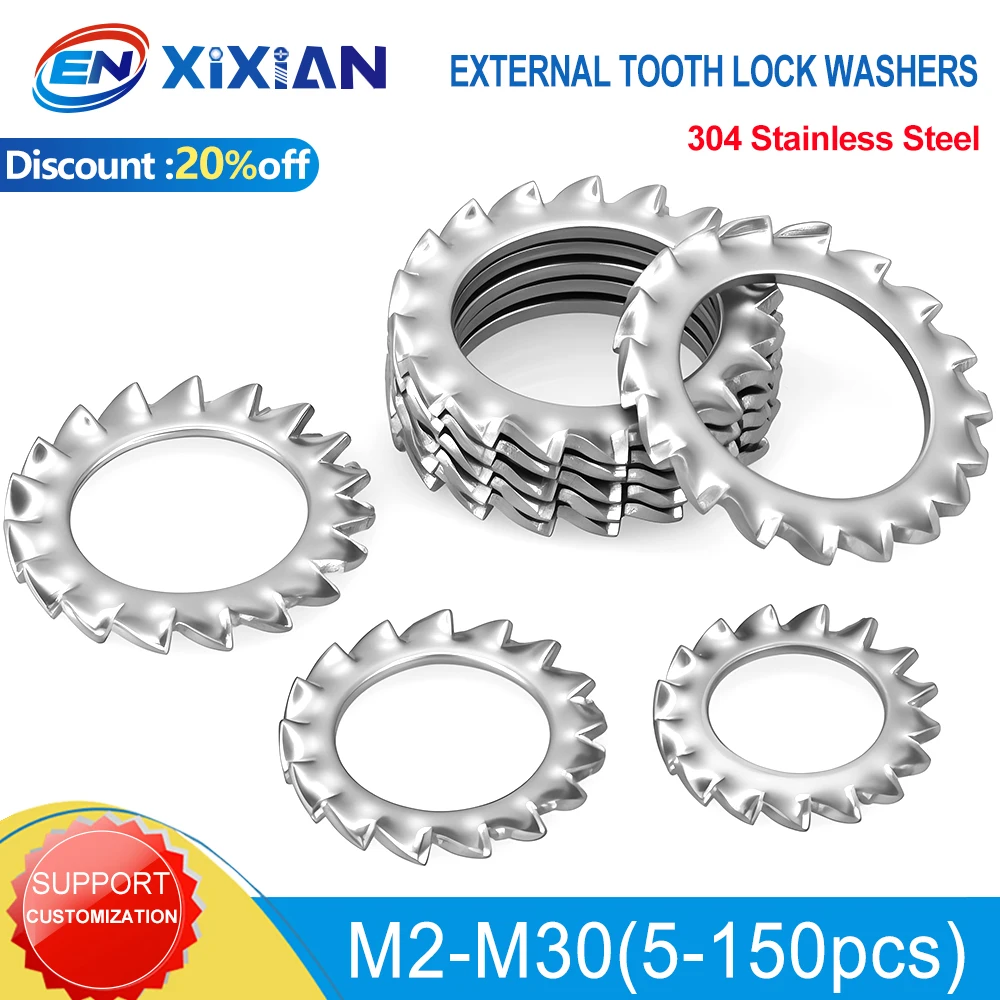 Stainless Steel External Tooth Lock Washer M2 M2.5 M3 M4 M5 M6 M8 M10 M12 M14 M16 M18 M20 M22 M24 M27 M30 Shakeproof Star Gasket