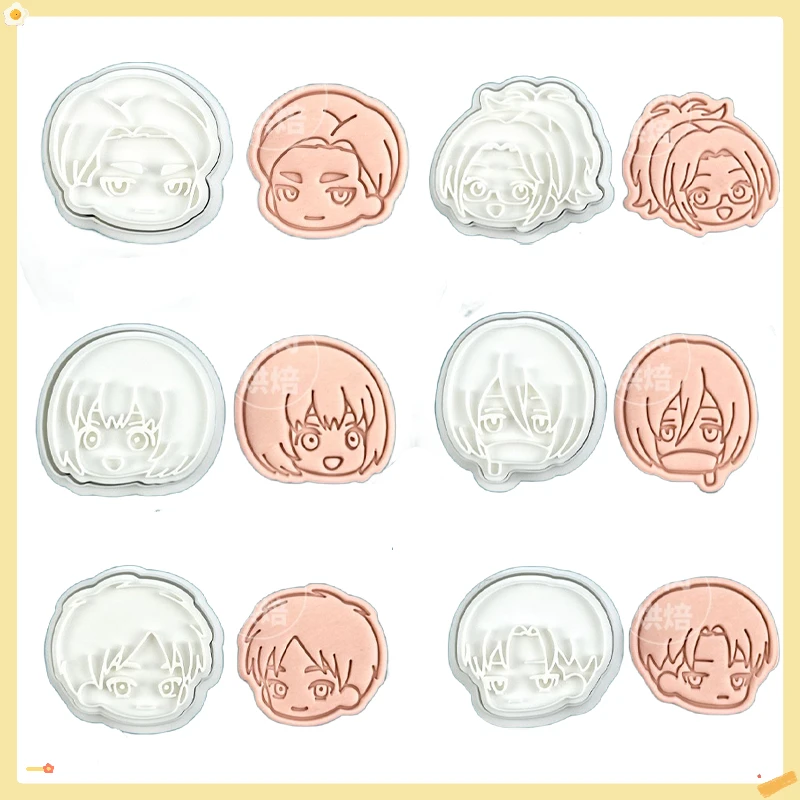 

Attack on Titan Cookie Mold Cartoon Plastic 3D Pressable Biscuit Mold Cookie Stamp Kitchen Baking Pastry Bakeware Accessories