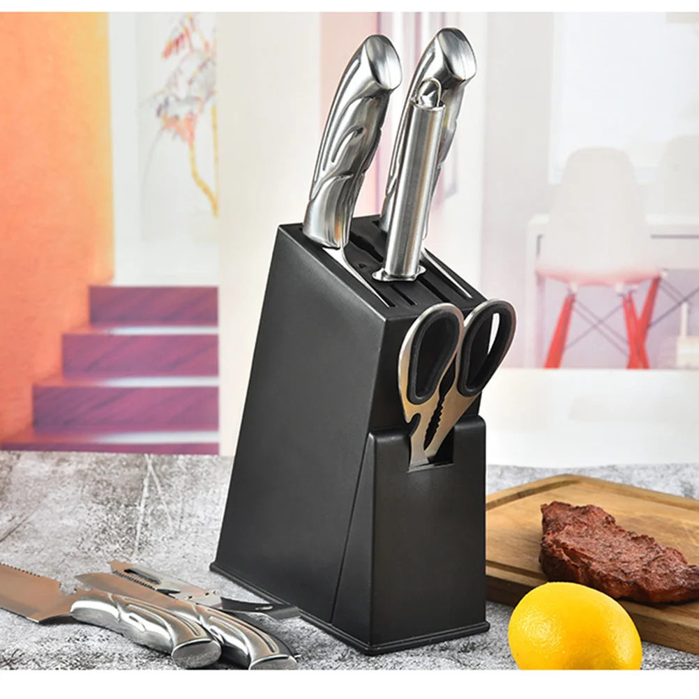 

Plastic Knives Holder Black Universal Block Kitchen Storage Organizer Creative Cutlery Display Stand Drain Rack