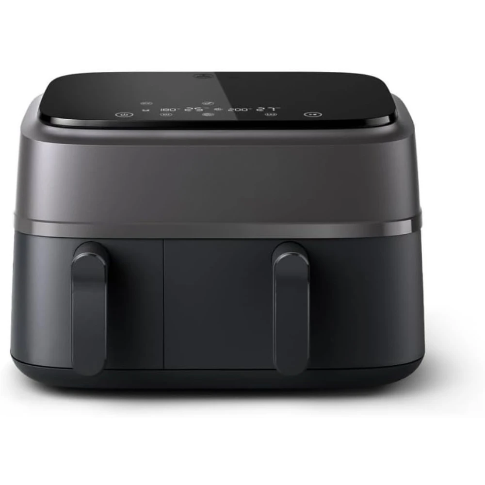 

Аэрофритюрница серии 3000, функции 8 в 1, 9,5 литров, 2 ящика, время приготовления пищи с автоматической синхронизацией, 90% меньше жира, технология Rapid Air