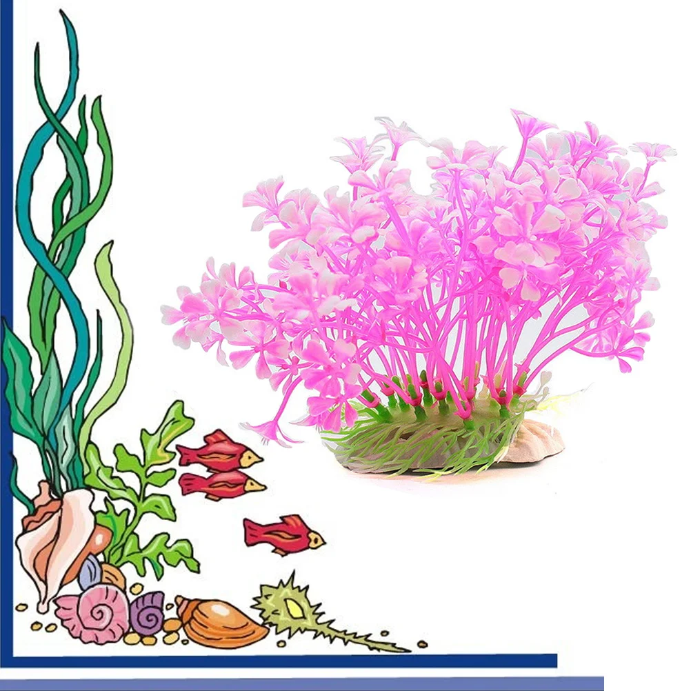 

Pink Aquarium Plants Fake Realistic Decorative Fish Tank Ornament For Fresh Salt Water Non-Toxic Plastic Plants Pet