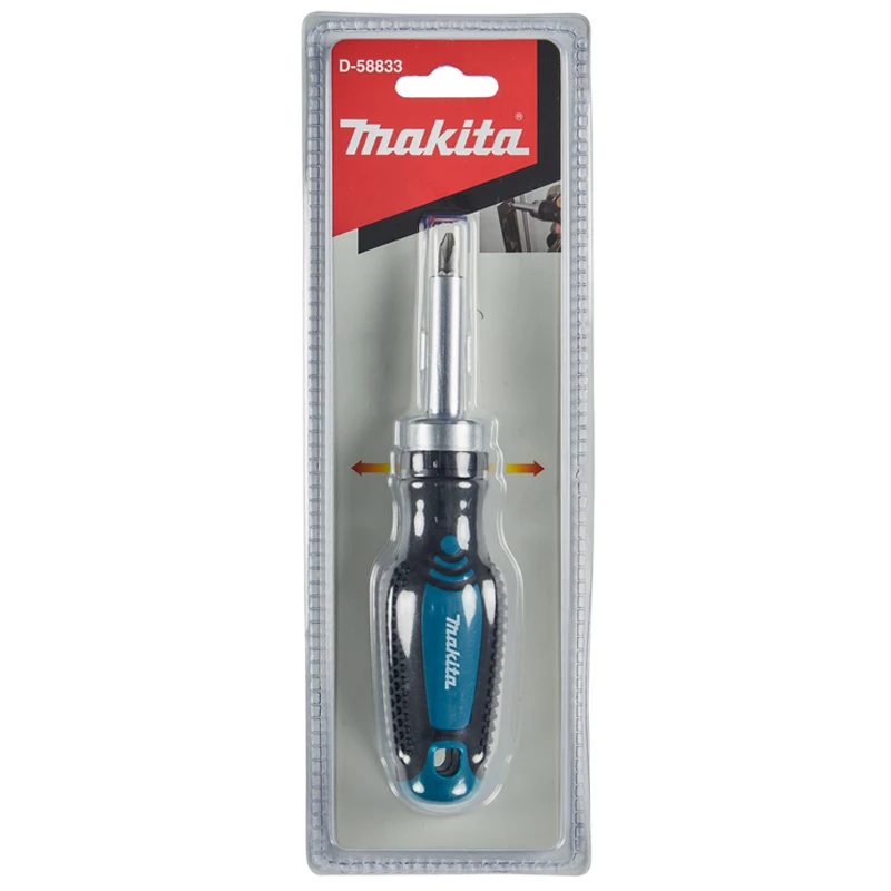 Makita D-58833 Handschraubendreher mit magnetischer Ratsche, halbautomatischer, positiver, negativer Gummi-Schraubendreher, rutschfeste Handwerkzeuge