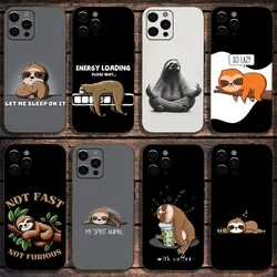 Animal Cute Cartoon Sloth Phone Case For Apple iPhone 15,14,13,12,11,Pro,X,XS,Max,XR,Plus,Mini Soft Black Cover