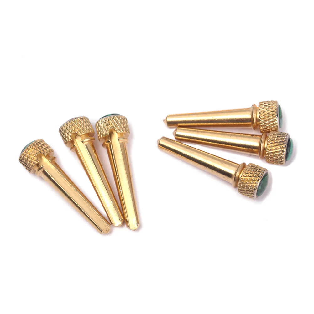 

6Pcs Guitar Bridge Pins Acoustic Brass Tone Flat Design Abalone Inlay Replacement for 6 String Guitar Tone Pin