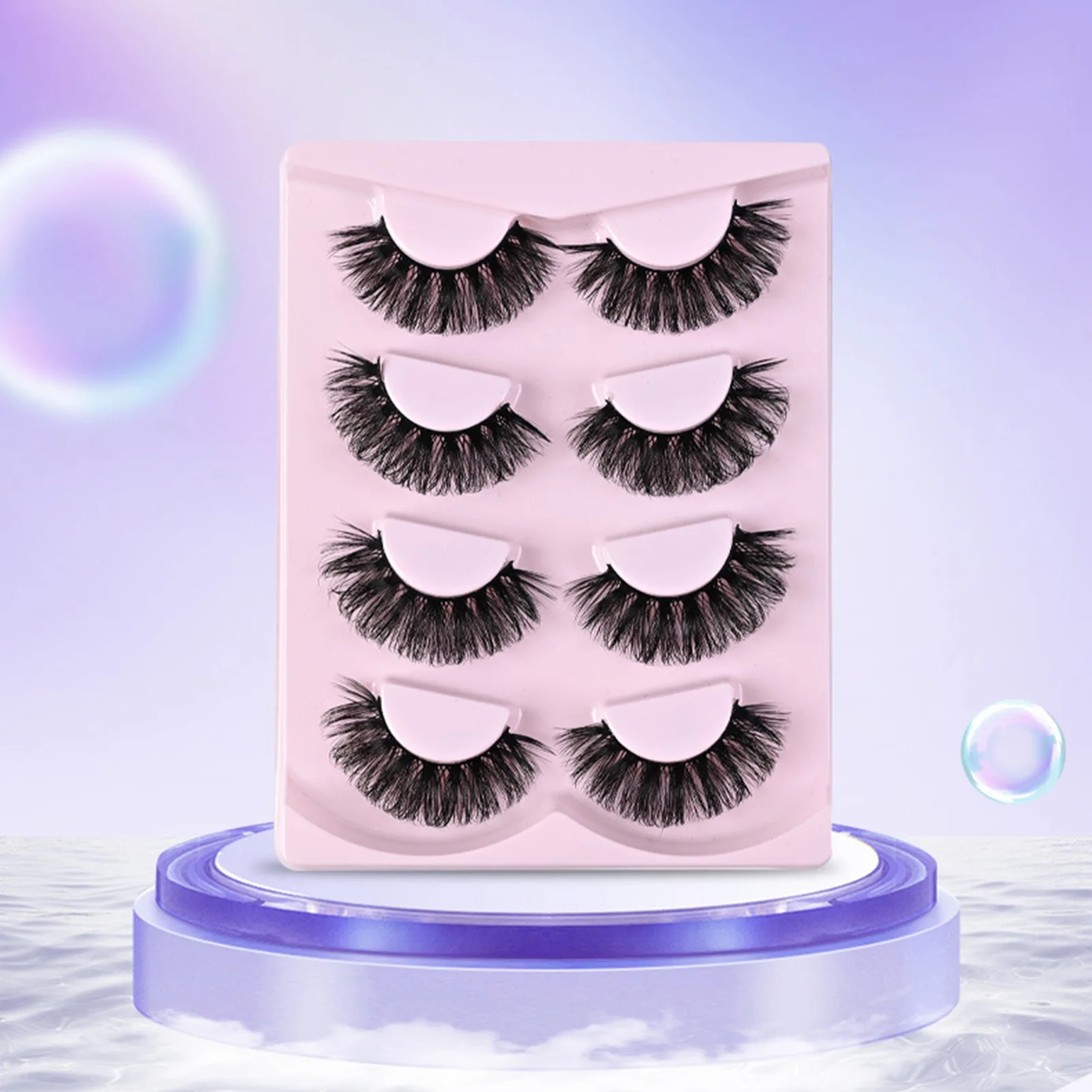 4 Pairs russian Fluffy Lashes strip Curl False Eyelash Set Charming Look Curling up Eyelashes for Daily Wearing makeup