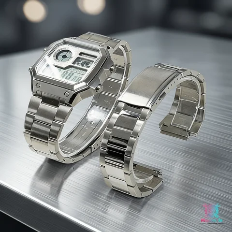 For Casio AE1200WH Watch Brushed Polished Bracelet Royale Mod 316L Stainless Steel Solid Watch Strap AE1200 AE1300 Mod Kit