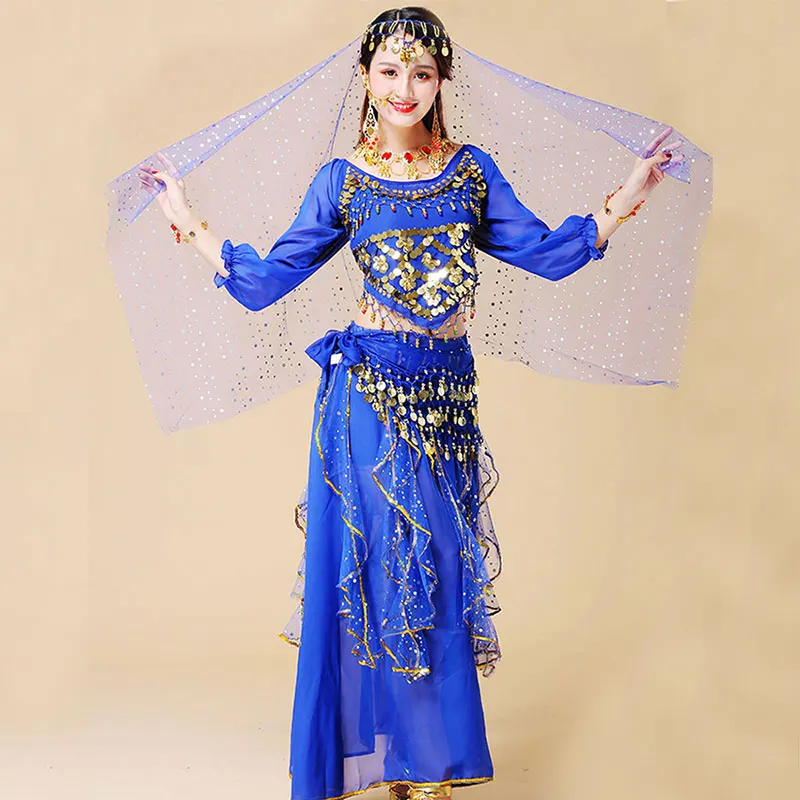 

New 4pcs/Set Belly Dancing Costumes for Women Stage Belly Dance Costumes Indian Bollywood Costume Adult Belly Dance Set