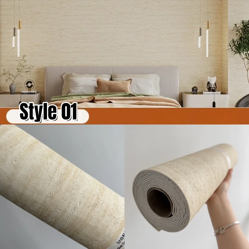 Zacht Imiteren Romeinse Travertijn Leisteen Wallpapers 3D Getextureerde Verdikking Wandpaneel Schaalbare Flexibele Zelfklevende Muurstickers