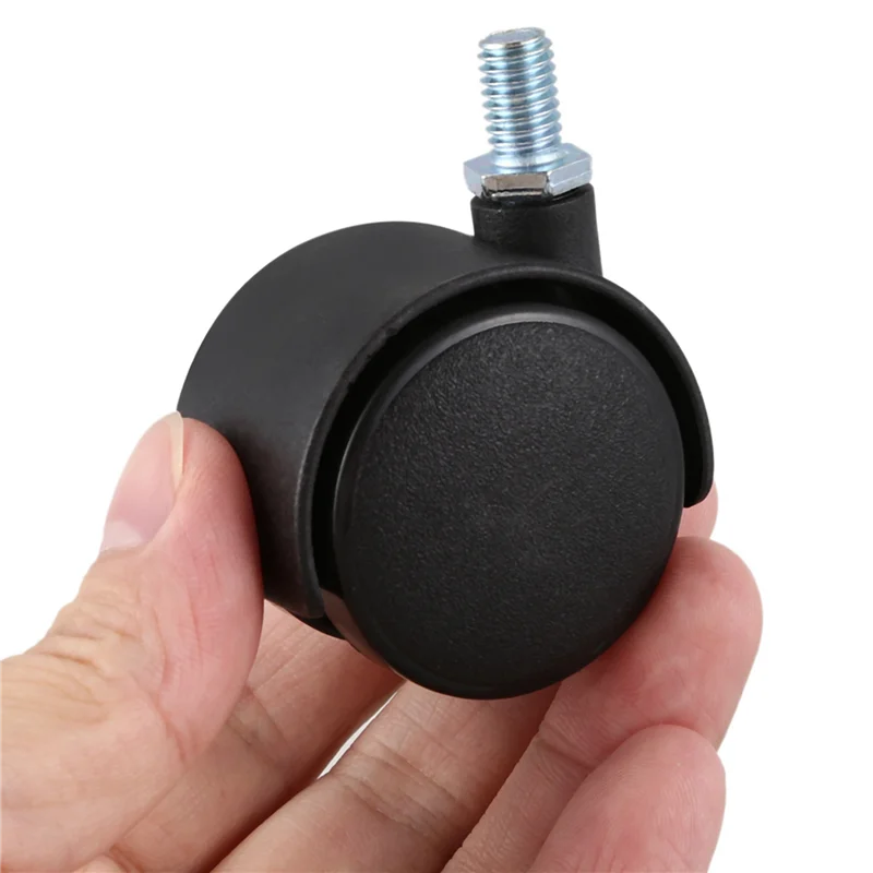 ABPQ-Ruota girevole in plastica Attacco a vite da 8 mm Ruota da 1,5 pollici di diametro 16 pezzi Nero
