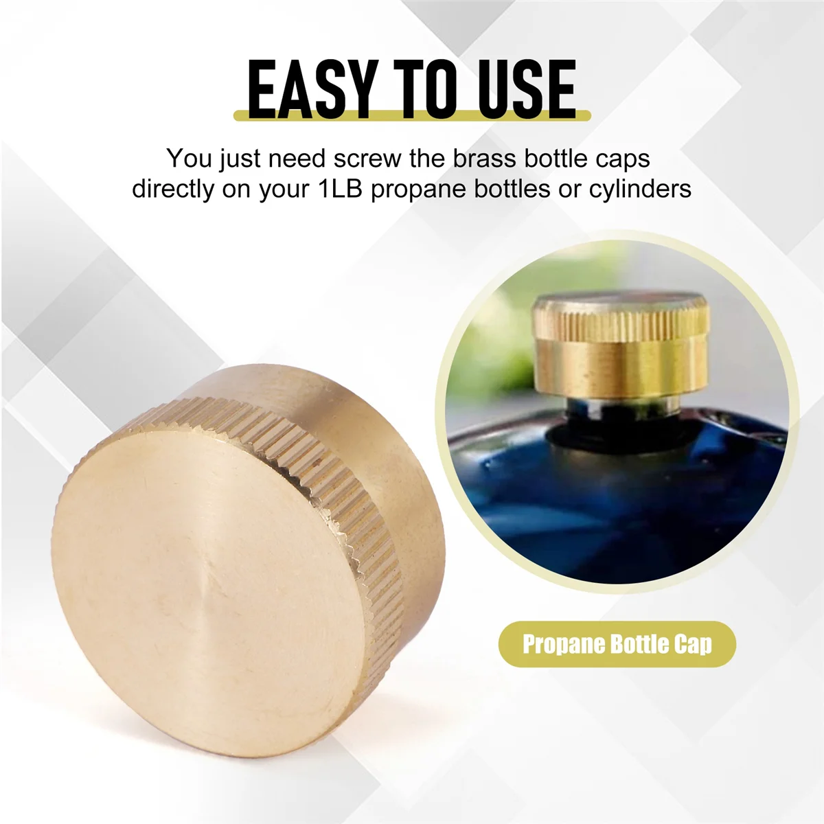 SMIEA 8 tapas de botellas de propano de latón macizo adecuadas para todos los cilindros de tanque de recarga de gas de 1LB tapa protectora sellada para estufa al aire libre