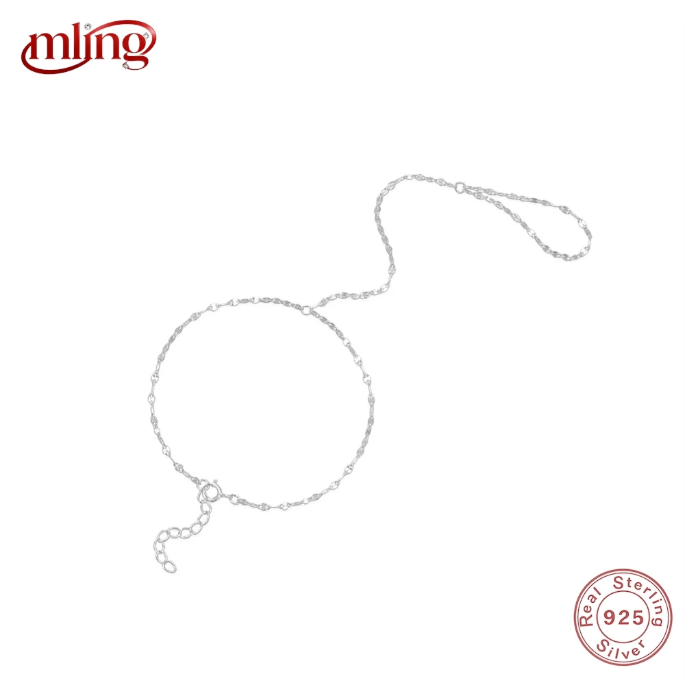 

MLING Classic 925 Sterling Silver Finger Chain Bracelet For Women Ins Minimalism Finger Ring Chain Fine Jewelry Gift 2026 New