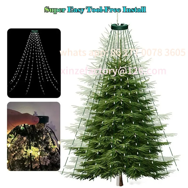 ไฟต้นคริสต์มาสอัจฉริยะปรับแต่งได้ ไฟ LED หลากสี ควบคุมผ่านแอป Bluetooth พร้อมตั้งเวลาและซิงค์เพลง สำหรับตกแต่งต้นคริสต์มาส