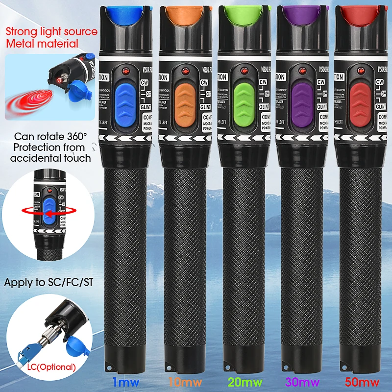 2 in 1 50MW/30MW/20MW/10MW/5KM Visual Fault Locator with  -70 to 10dBm Fiber Optic Power Meter with Flash Light OPM