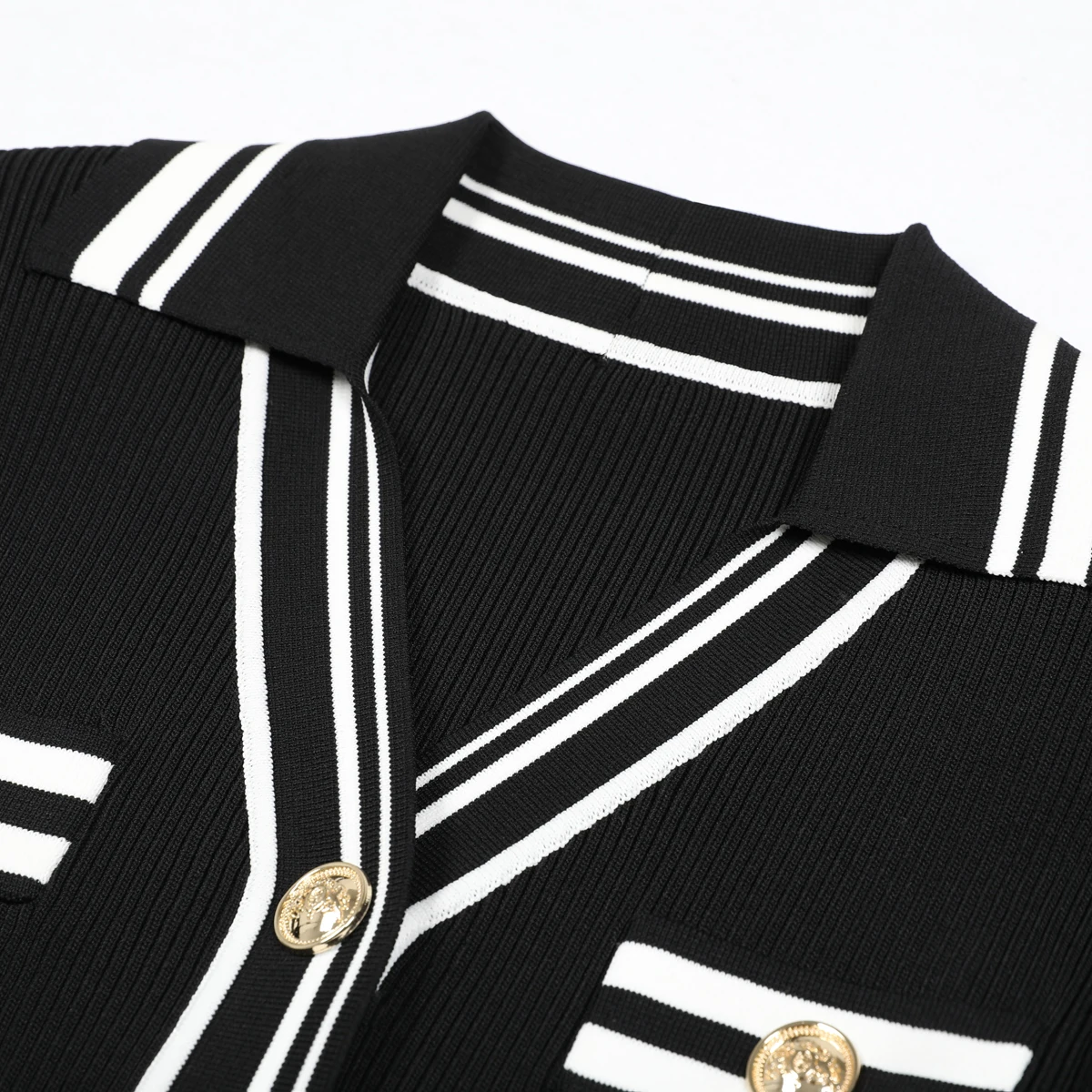 Primavera y otoño nueva moda viajero manga larga cuello empalme tira camisa de punto de las mujeres cárdigan versátil abrigo