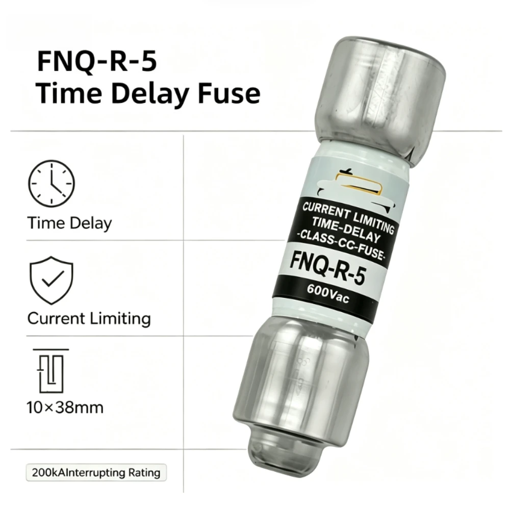 5/10pcs FNQ‑R‑5 5A Time Delay Fuse Class CC OEM Replacement Cartridge Fuse
