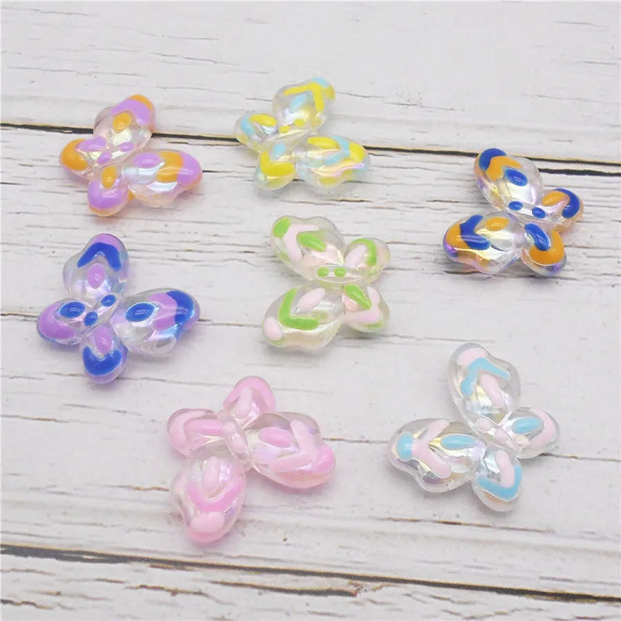 10PCS Acrylic Butterfly Beads Random Color Translucent Spacer Loose Beads For DIY Bracelet Necklace Jewelry Handmade Accessory