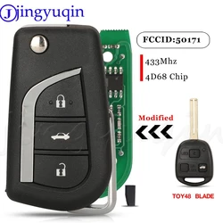 jingyuqin 3Buttons Modified Flip Remote Car Key Fob ASK 433Mhz 4D68 Chip For Lexus ES300 GS300 GS400 IS300 LS400 With Toy48