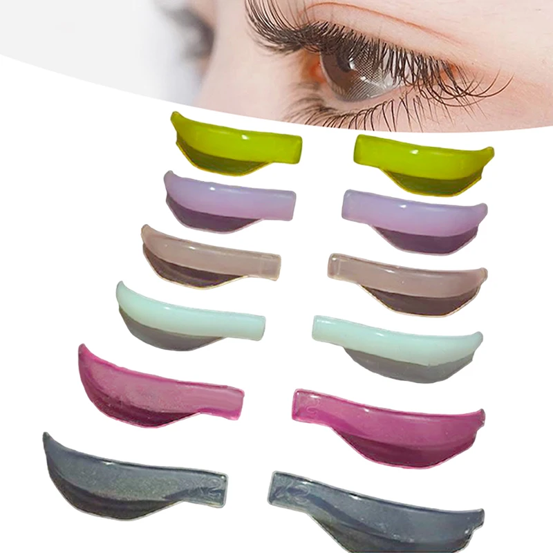 6 คู่มีดรูปร่างกาวฟรีซิลิโคน Eyelash Perm Pads Sticky Lashes Rods SHIELD ยก 3D Eyelash Curler Applicator เครื่องมือ