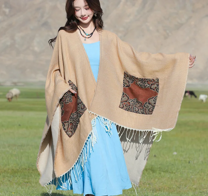 Women New Poncho Sofa Cover Textile Napping Shawl Hooded Outer Cloak Warm Office Room Blanket Travel Photography Props Cape P1