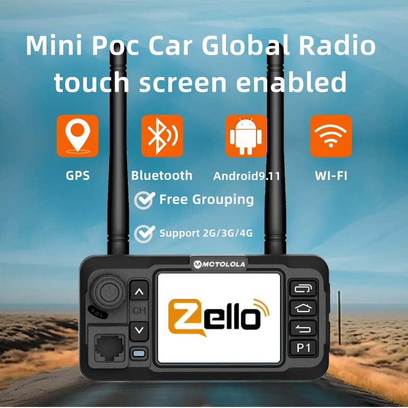 Motolola mini android 4g tela de toque inteligente carro walkie talkie global ptt 5000km 4g lte portátil rádio do carro móvel wifi