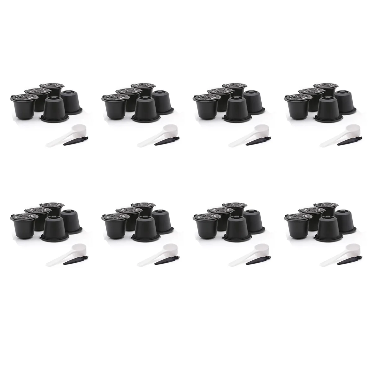 

40 Reusable Capsules Refillable Coffee Capsule Filter with Coffee Machines with Coffee Spoon Brush-T33C