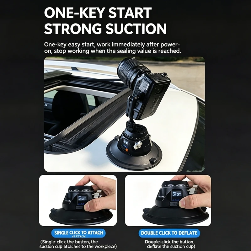 

Car Camera Suction Cup 360-degree Adjustable Angle Electric Suction Cup Automatic Suction Cup for Vehicle-mounted Action Cameras