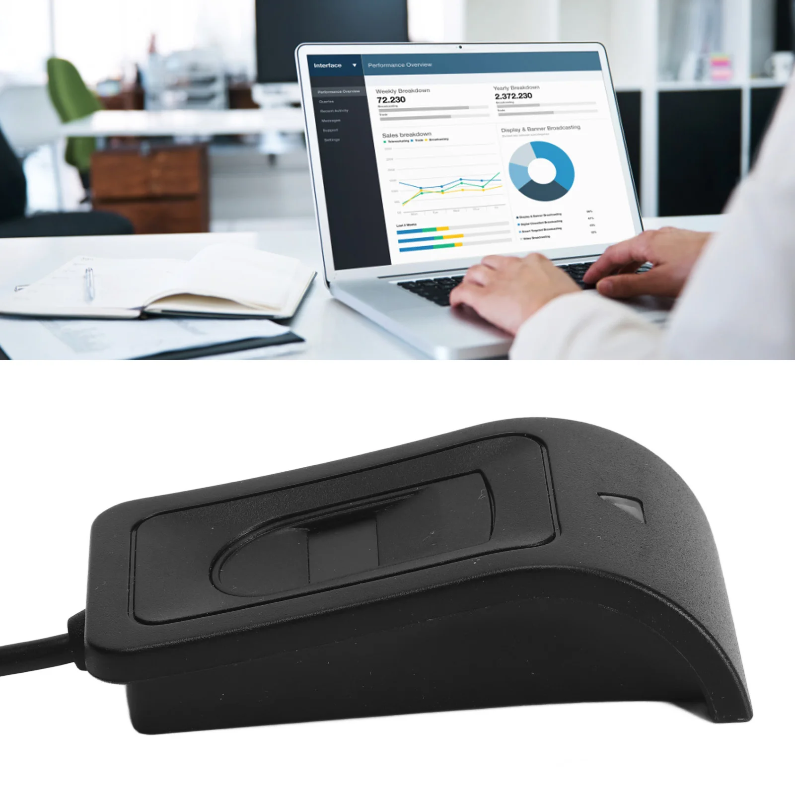 Computer Fingerprint Reader Fingerprint Key Reader Compact Structure Auto Calibration Recognition USB Fingerprint Reader for PC