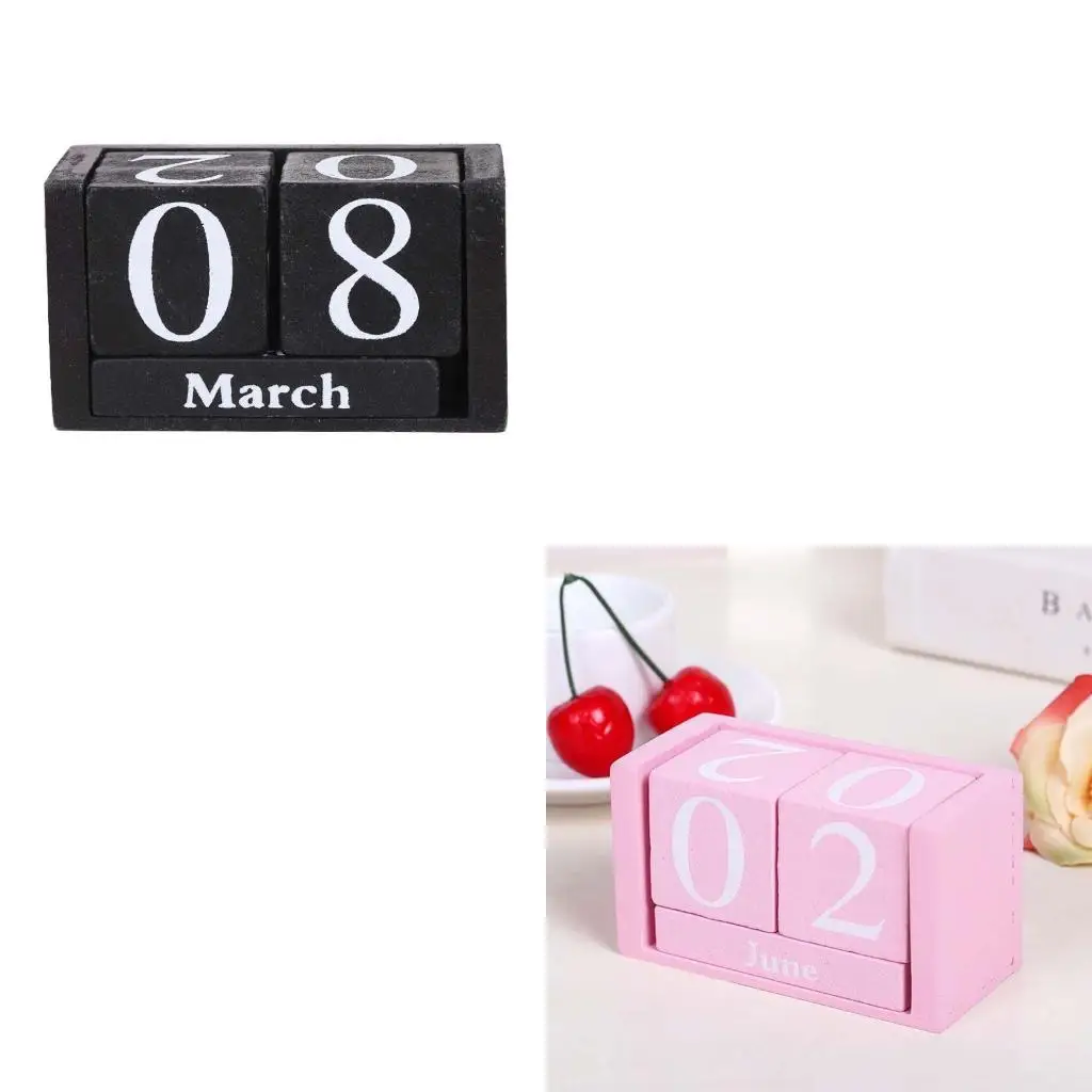 

Vintage Wooden Calendar Blocks Month Date Display Desktop Acce