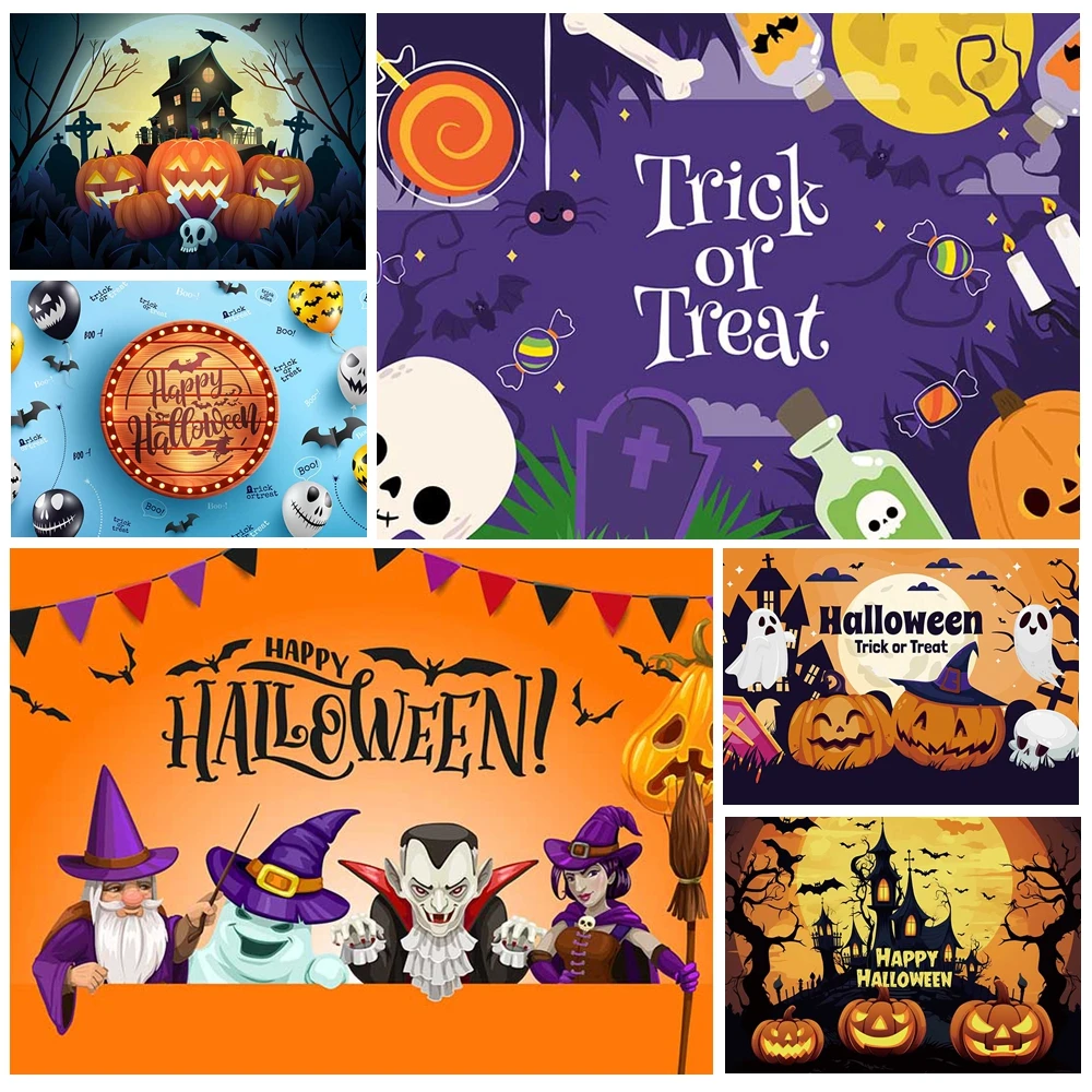 

MOON.QG Halloween Decoration Backdrop Bats Pumpkin Lanterns Background Photography Accessories Decoration Birthday Photo Booth