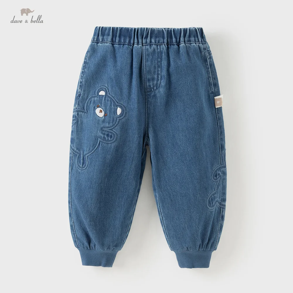 Dave Bella Children Pants Autumn Winter Boys Thick Jeans Baby Boys Animal Pattern Trousers Outerwear Children Clothing DB4254138