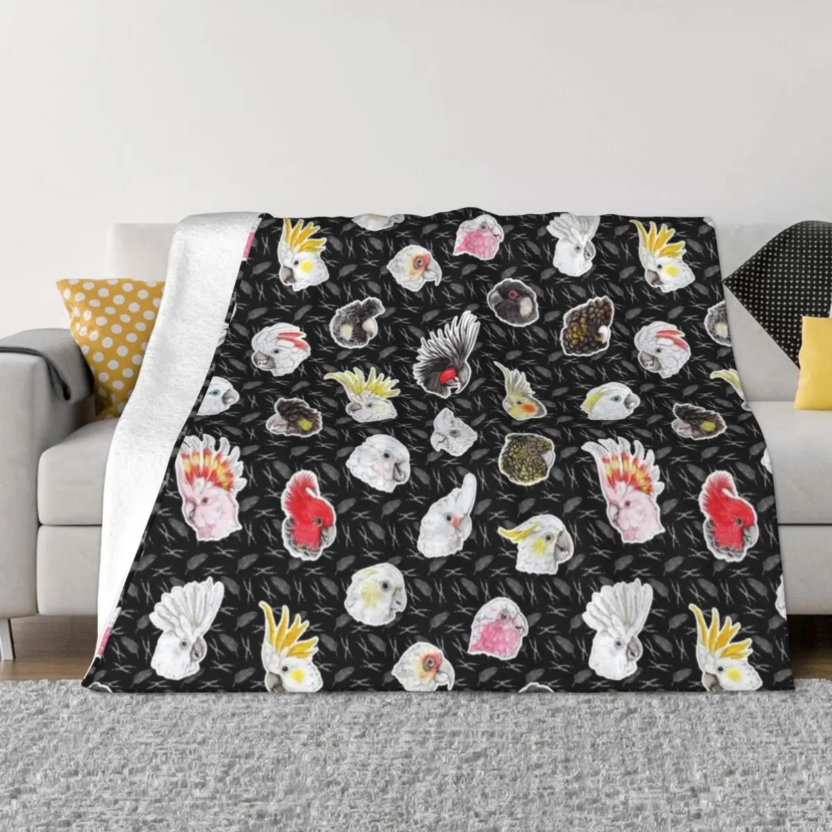 

21 Cockatoos (in black) Throw Blanket Winter beds Sofa Vintage Weighted Blankets For Baby Blankets